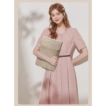 KALIDI 13.3-14 inch Laptop Sleeve Case Faux Suede Leather for 13.3 13.5 13.6 14 inches MacBook Air Pro Retina 13"-14" Surface Pro with Pouch