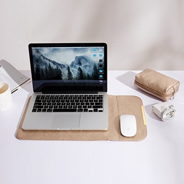 KALIDI 13.3-14 inch Laptop Sleeve Case Faux Suede Leather for 13.3 13.5 13.6 14 inches MacBook Air Pro Retina 13"-14" Surface Pro with Pouch