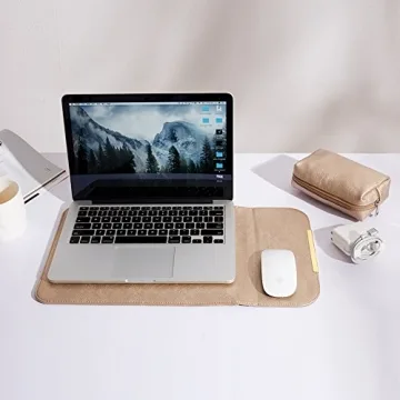 KALIDI 13.3-14 inch Laptop Sleeve Case Faux Suede Leather for 13.3 13.5 13.6 14 inches MacBook Air Pro Retina 13"-14" Surface Pro with Pouch