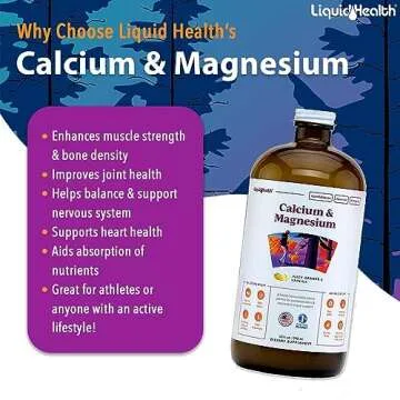 LIQUIDHEALTH Calcium & Magnesium Adult Liquid Vitamin Supplement - Bone, Joint, Muscle, Connective Tissue Support, Heart Health, Essential Nutrients - Great Taste, Vegan, Non GMO, Sugar-Free (32 oz)