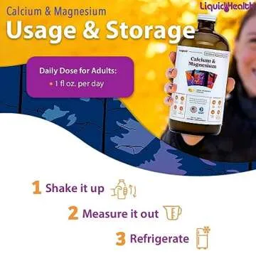 LIQUIDHEALTH Calcium & Magnesium Adult Liquid Vitamin Supplement - Bone, Joint, Muscle, Connective Tissue Support, Heart Health, Essential Nutrients - Great Taste, Vegan, Non GMO, Sugar-Free (32 oz)