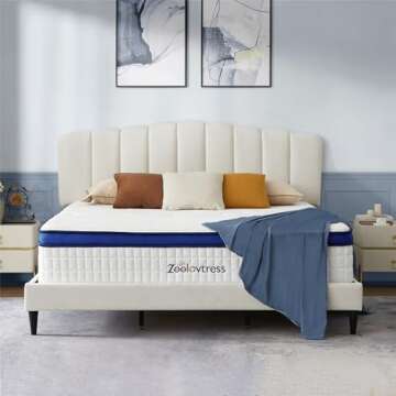 Zeelovtress Queen Mattress 14 Inch Hybrid, with Gel Memory Foam, Lyocell Fabric Cover and Medium Firmness Pocketed Coils, for Motion Isolation and Pain Pressure Relief, CertiPUR-US