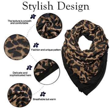 SOJOS Fashion Leopard Pattern Lightweight Chiffon Silk Women Scarf SC321 with Brown Leopard