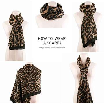 SOJOS Leopard Pattern Lightweight Silk Women Scarf