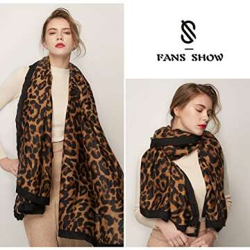 SOJOS Leopard Pattern Lightweight Silk Women Scarf