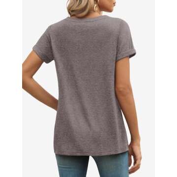 ATHMILE Womens T Shirts for Women Short Sleeve V Neck Basic Tees Fashion Tunic Tops Loose Fit Soft Casual Summer Outfits Clothes 2025