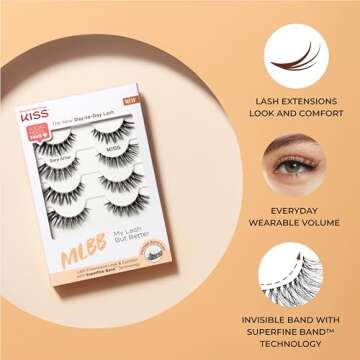 KISS MLBB My Lash But Better False Eyelashes, Everyday Wearable Volume with Superfine Band Technology, Easy To Apply, Reusable, Cruelty-Free, Contact Lens Friendly, Style 'No Filters' (Pack of 1)