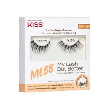 KISS MLBB My Lash But Better False Eyelashes, Everyday Wearable Volume with Superfine Band Technology, Easy To Apply, Reusable, Cruelty-Free, Contact Lens Friendly, Style 'No Filters' (Pack of 1)