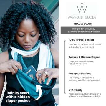 WAYPOINT GOODS Infinity Scarf with Pocket - Stylish and Lightweight Pocket Scarf for Women with Hidd...