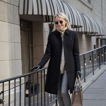 Downholme Classic Leather Cashmere Lined Gloves for Women (Black, M)