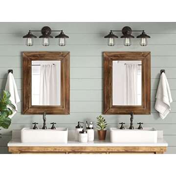 Barnyard Designs 24x32 Wood Farmhouse Wall Mirror – Decorative Wooden Large Rustic Wooden Wall Mir...