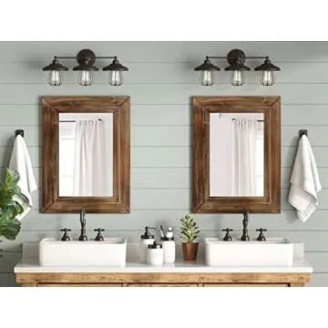 Barnyard Designs 24x32 Wood Farmhouse Wall Mirror – Decorative Wooden Large Rustic Wooden Wall Mir...