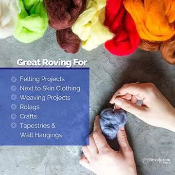 Revolution Fibers | Mixed Merino Wool Variety Pack | Perfect Wool Roving for Spinning, Needle Felting, Wet Felting, Weaving and Crafting (All Creatures (Naturals), 500 Grams)