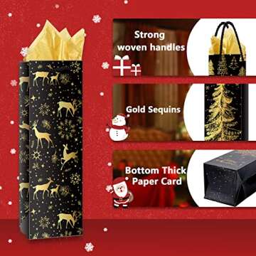 Whaline Christmas Wine Bottle Gift Bags - 12Pcs Set