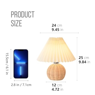 KUNJOULAM Modern Pleated Bedside Lamp for Home Decor