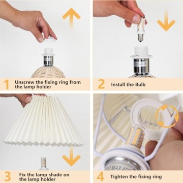 KUNJOULAM Modern Pleated Bedside Lamp for Home Decor