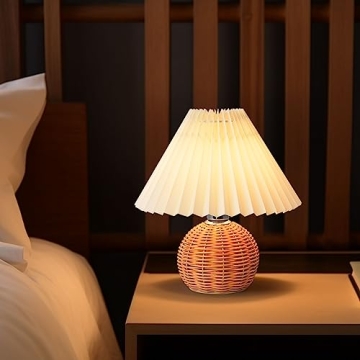 KUNJOULAM Modern Pleated Bedside Lamp for Home Decor