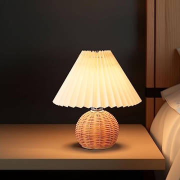 KUNJOULAM Modern Pleated Bedside Lamp for Home Decor