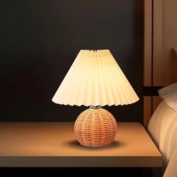 KUNJOULAM Modern Pleated Bedside Lamp for Home Decor