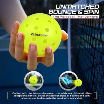 Picklemaster I Carbon Fiber Pickleball Paddle Balls- Professional Grade, Lightweight, Durable, and High-Performance for All Skill Levels (Pickleball Balls)