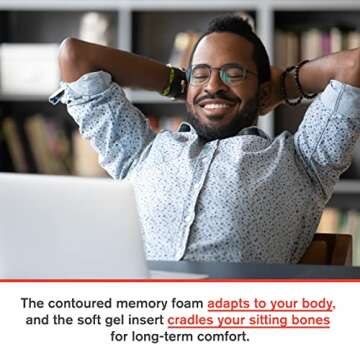 ObusForme Gel Seat Cushion – Memory Foam Seat Cushion and Posture Support, Contoured Ergonomic Design for Soothing Relief, Soft Gel Insert and Mesh Panel