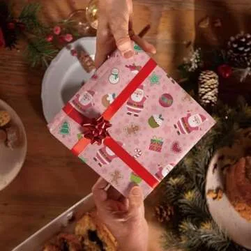 SaringSwoon Premium Pink Christmas Wrapping Paper Set