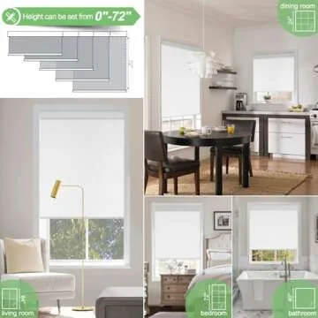MANSNIX Motorized Blinds with Remote Control，Blackout Roller Shades，Custom Smart Blinds with Valance，Cordless Electric Window Blinds & Automatic Shades(Grey,33" Wx72 H)