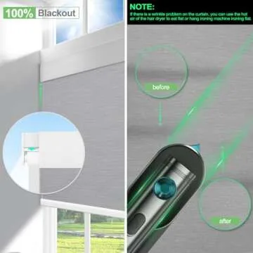 MANSNIX Motorized Blinds with Remote Control，Blackout Roller Shades，Custom Smart Blinds with Valance，Cordless Electric Window Blinds & Automatic Shades(Grey,33" Wx72 H)
