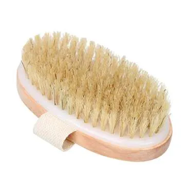 Dry Brushing Body Brush, Natural Bristle Dry Skin Exfoliating Brush Body Scrub for Beautiful Skin, C...