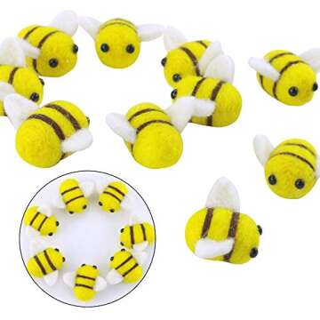 Owevvin 15 Pack Wool Felt Bumble Bee Cute Bee Craft Ball Nursery Perfect for Baby Room Shower Gift Decorations or Costume Accessories