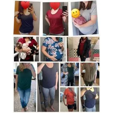 Ekouaer 3 Packs Nursing Tops for Women Breastfeeding Maternity Shirts Double Layer Postpartum Clothes Flecking Grey+Grey+Army Green S