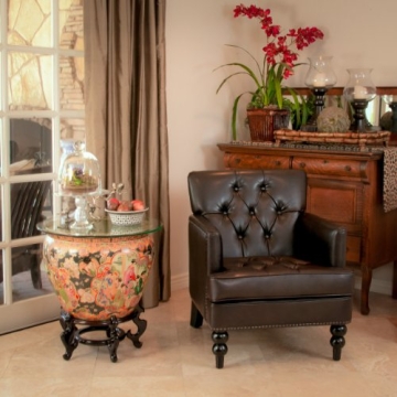 Contemporary Malone Leather Club Chair - Brown Comfort