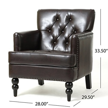 Contemporary Malone Leather Club Chair - Brown Comfort