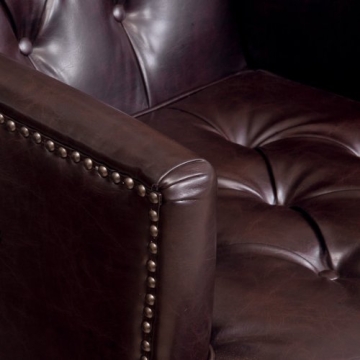 Contemporary Malone Leather Club Chair - Brown Comfort