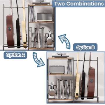 Arbcoler Guitar Stand for Acoustic Multiple Guitars Holder with 3-tier Storage Shelf, Guitars Displa...