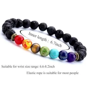 Hamoery Chakra Lava Stone Bracelet for Mindfulness