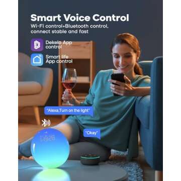 Dekala Smart Sunrise Alarm Clock Sound Machine, Low-Power Bluetooth Speaker Ambient Wake-up Light, Sleep White Noise Sound Nursery Night Light for Adult Heavy Sleepers, Button/App, Ideal for Gift