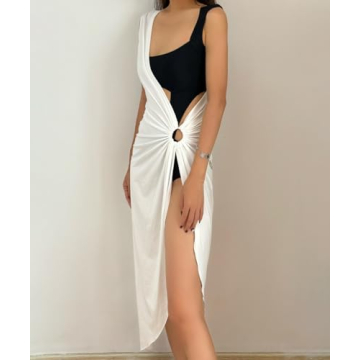 Stylish Hollow Out One-Shoulder Beach Dress for Summer