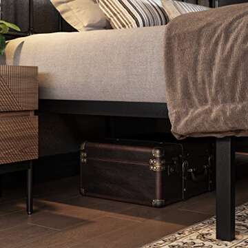 Allewie King Size Metal Platform Bed Frame with Victorian Style Wrought Iron-Art Headboard/Footboard, No Box Spring Required, Black