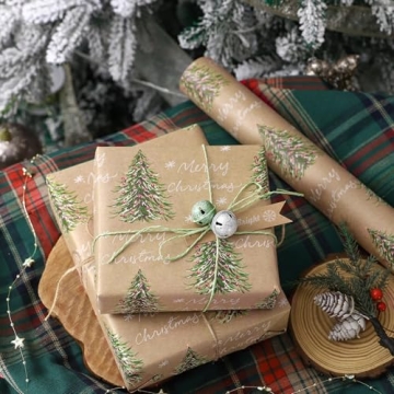 RUSPEPA Christmas Kraft Wrapping Paper - Eco-Friendly and Stylish