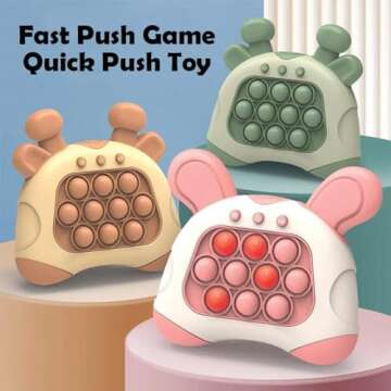 Quick Push Game, Fast Push Game Pop Fidget Toys for Kids, Handheld Puzzle Push Game Light Up Fidget ...