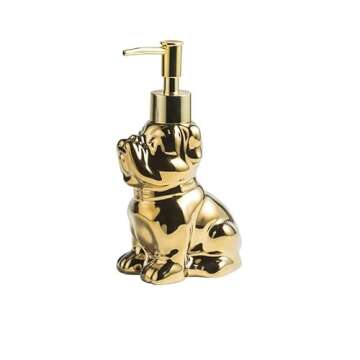 Cute Soap Dispenser Bathroom, Dog-Shaped Design, Ceramic Hand Soap Dispenser Bottle with Pump (Gold)