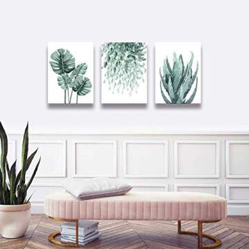 Youshion Green Canvas Wall Art - Floral Minimalist Design