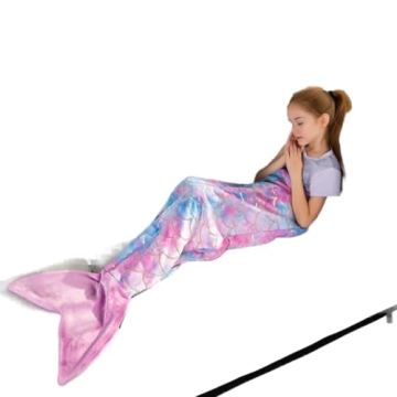 Toddler Mermaid Tail Blankets Glittering Cozy Soft Flannel Rainbow Colorful Gifts All Season for Tod...