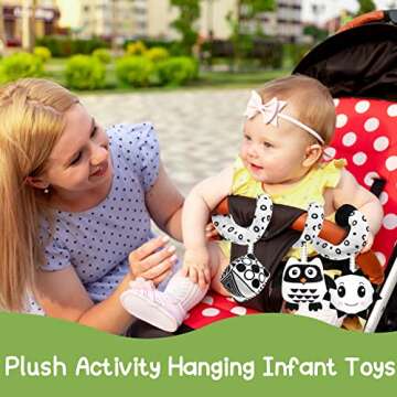 GKDOMS Baby Spiral Hanging Stroller and Car Seat Toys Black and White High Contrast Sensory Toy Newborn Plush Activity Toys Party Favors Quality Gifts for Baby Shower, Easter Basket Stuffers -OWL