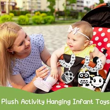 GKDOMS Baby Spiral Hanging Stroller and Car Seat Toys Black and White High Contrast Sensory Toy Newborn Plush Activity Toys Party Favors Quality Gifts for Baby Shower, Easter Basket Stuffers -OWL