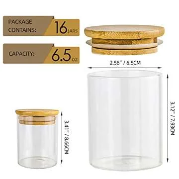UMI UMIZILI 16 Pack Glass Jars with Lids, Bamboo Lids Spice Jars Set For Spice, Beans, Candy, Nuts, ...