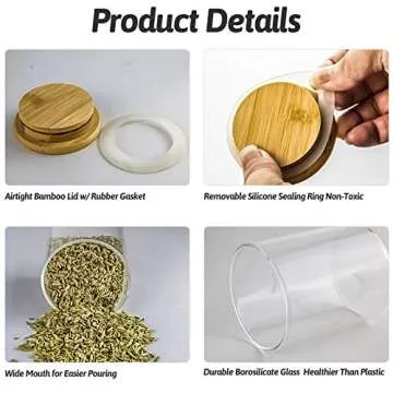 UMI UMIZILI 16 Pack Glass Jars with Lids, Bamboo Lids Spice Jars Set For Spice, Beans, Candy, Nuts, Herbs, Dry Food Canisters for Kitchen Storage (Extra Chalkboard Labels) - 6.5 oz Clear