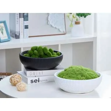 Modern Charcoal Black Fruit Bowl for Kitchen Counter- Large Concrete Aesthetic Fluted Decorative Bowl - Decorative Bowls for Home Decor- Modern Moss & Potpourri Bowl- Key Bowl for Entryway Table Decor