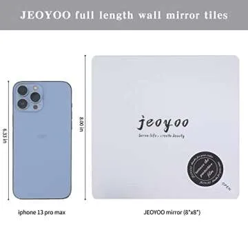 JEOYOO Wall Mirror Full Length, Cheap Over / on Door, Acrylic, shatterproof Mirrors for Home Gym, 8"X8"-4 Pcs, Workout Non Glass Mirrors for Bedroom, Kids